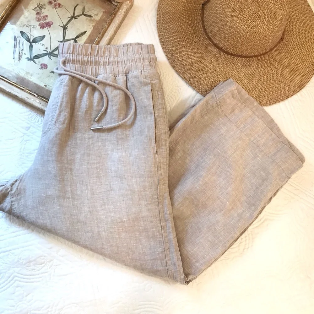 Quince 100% European Linen Wide Leg Pants in Flax
